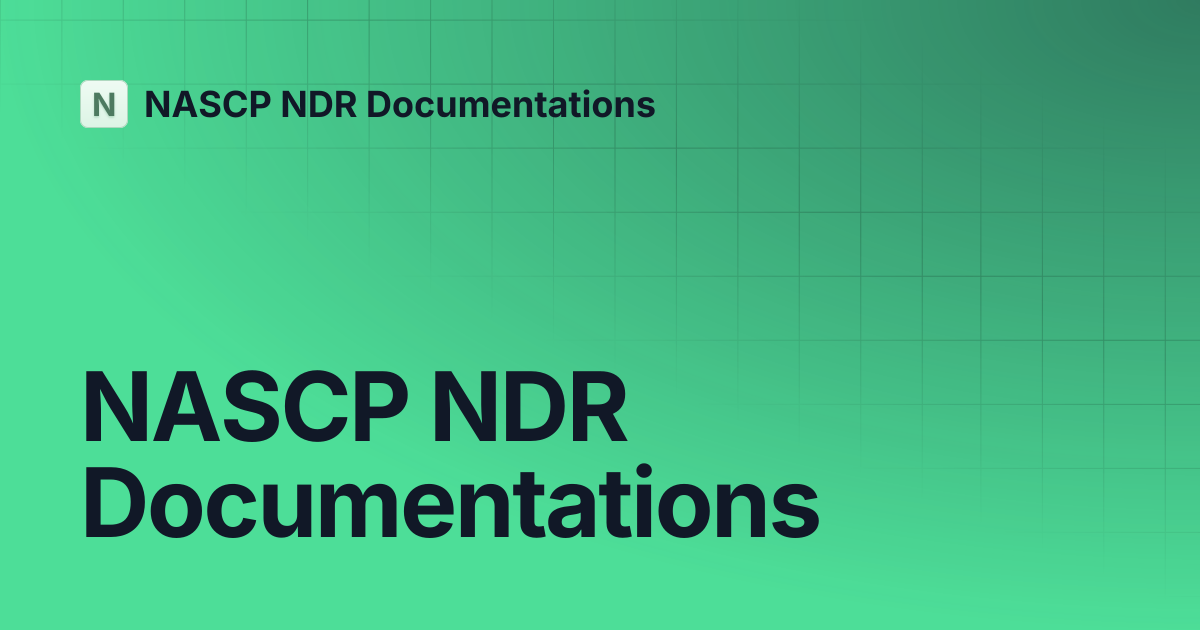 NASCP NDR Documentations
